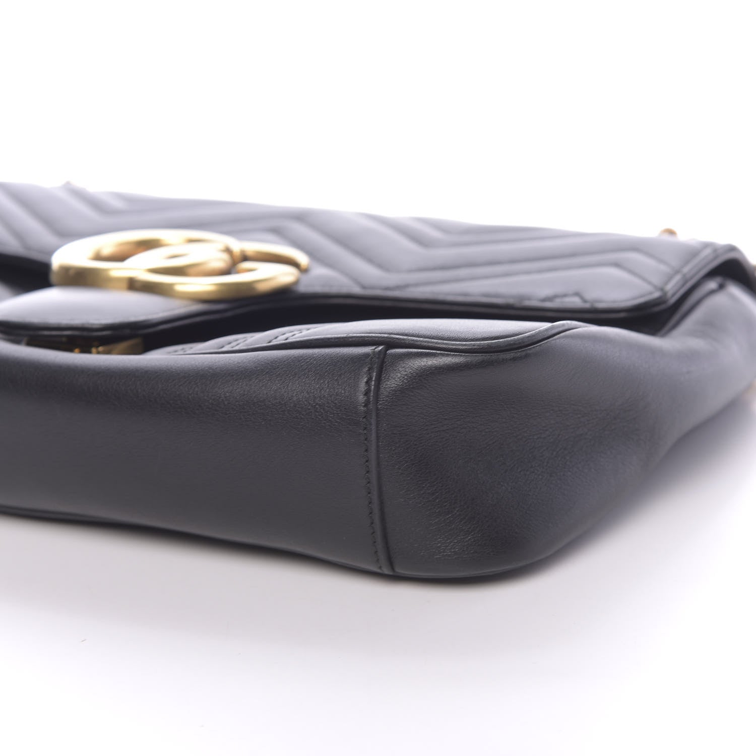 Gucci Calfskin Matelasse Medium GG Marmont Shoulder Bag Black 9 of 13