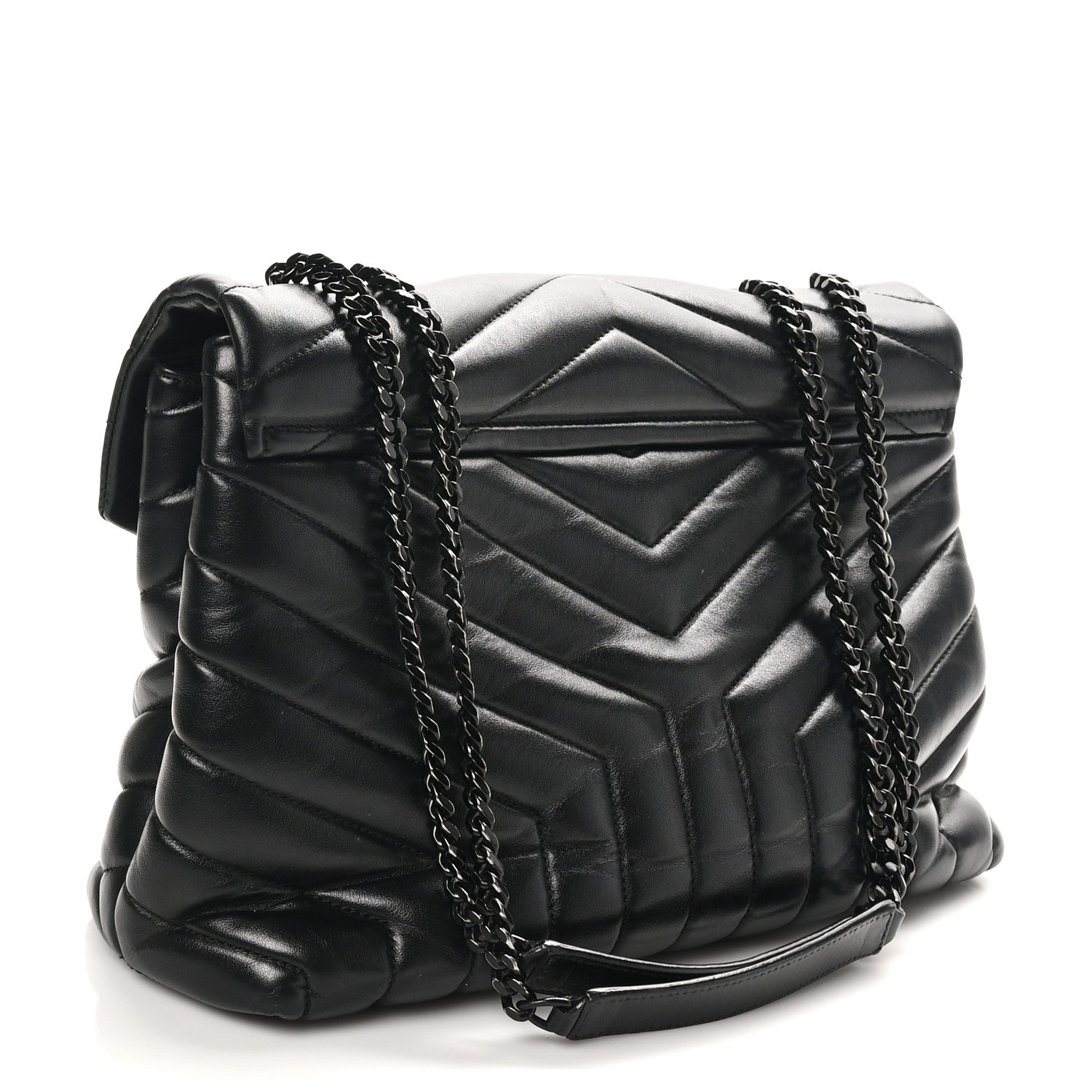 Saint Laurent Calfskin Y Quilted Monogram Monochrome Medium Loulou Chain Satchel Black 2 of 10