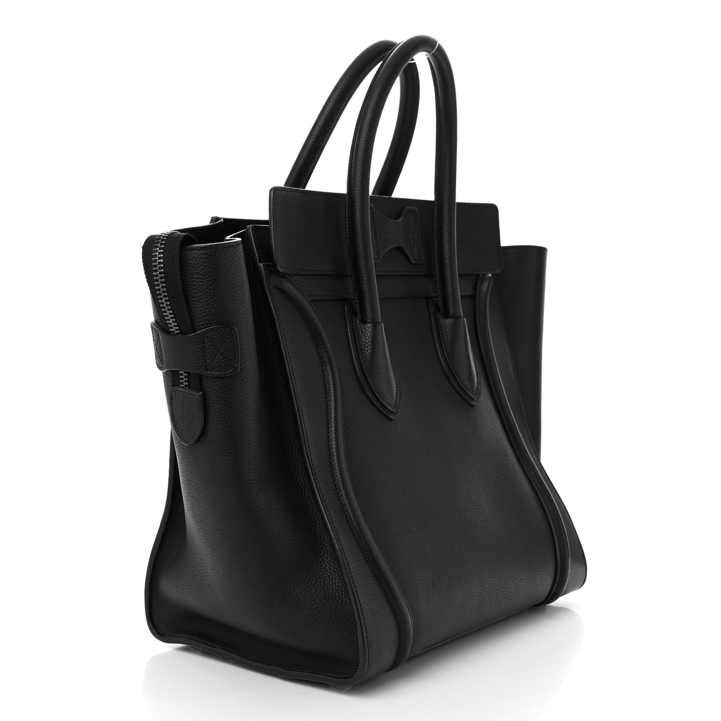 Drummed Calfskin Mini Luggage Black
