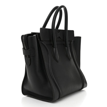 Celine Drummed Calfskin Mini Luggage Black 3 of 10
