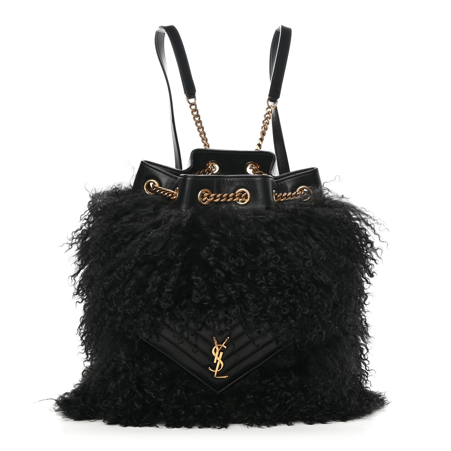 Saint Laurent Shearling Lambskin Joe Backpack Black 1 of 13