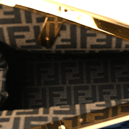 Fendi Denim Karligraphy Embroidered Medium Fendi First Blue 5 of 12