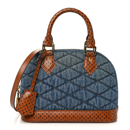 Louis Vuitton Denim Calfskin Reverse Monogram Malletage Alma BB Blue 1 of 6
