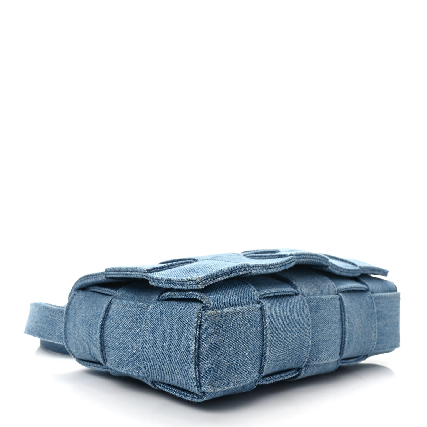 Denim Maxi Intrecciato Cassette Crossbody Bag Washed Indigo