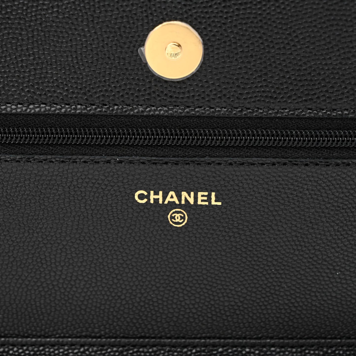 Caviar Quilted Enamel Coco Casino Wallet On Chain WOC Black