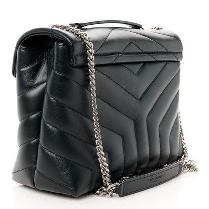 Saint Laurent Calfskin Y Quilted Monogram Small Loulou Chain Satchel Black 3 of 12