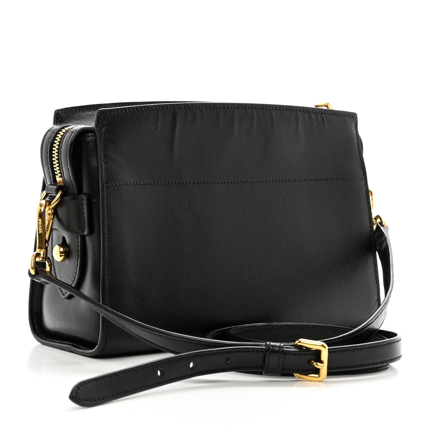 Prada Saffiano City Calfskin Esplanade Crossbody Bag Black 3 of 9