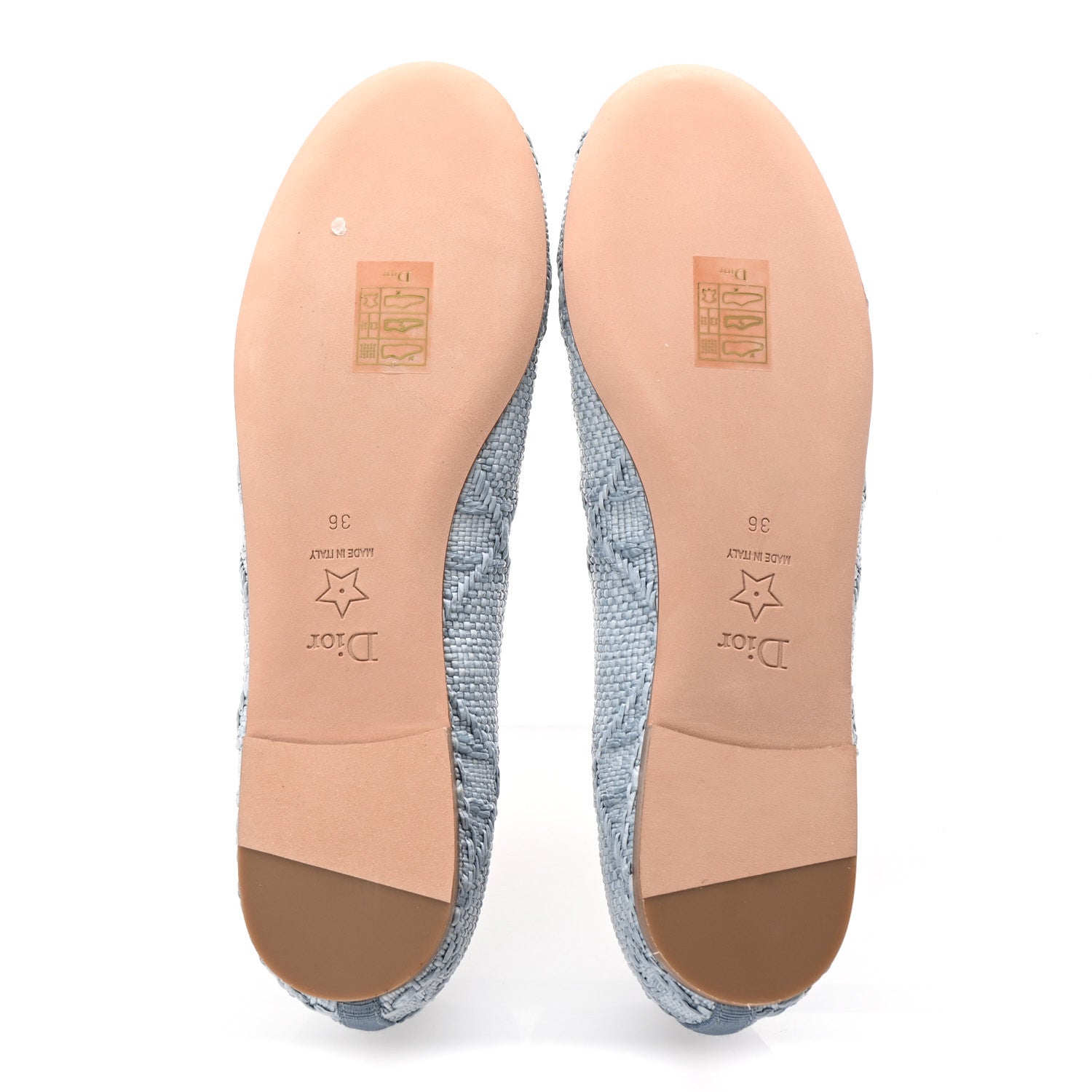 Christian Dior Raffia Cannage Ballet Flat 36 Bleu Pastel 6 of 10