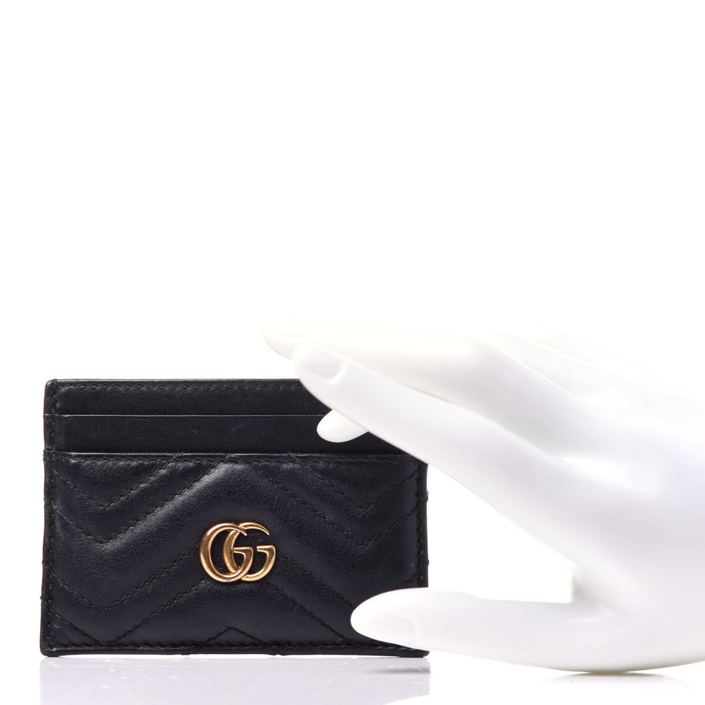 Calfskin Matelasse GG Marmont Card Holder Black