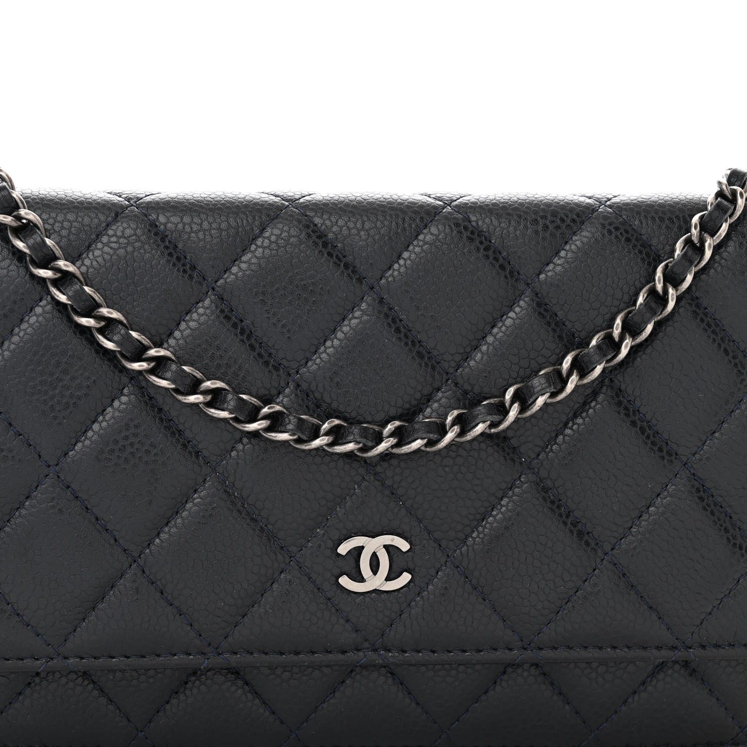 Chanel Caviar Quilted Wallet on Chain WOC Navy 9 of 11