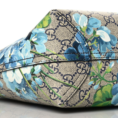 Gucci GG Supreme Monogram Blooms Small Reversible Tote Beige Blue Navy 7 of 8