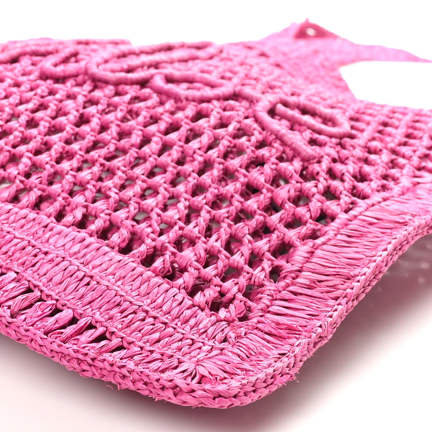 Raffia Summer Banana Tote Fuchsia Rose