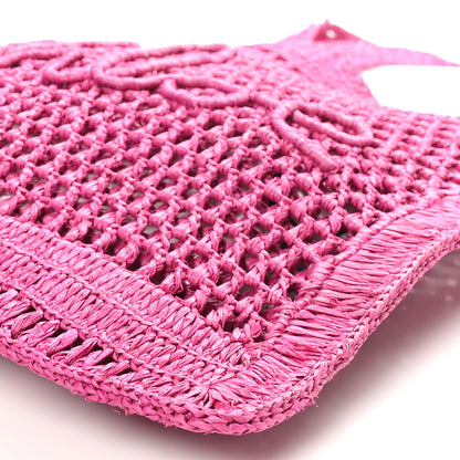 Chloe Raffia Summer Banana Tote Fuchsia Rose 9 of 9