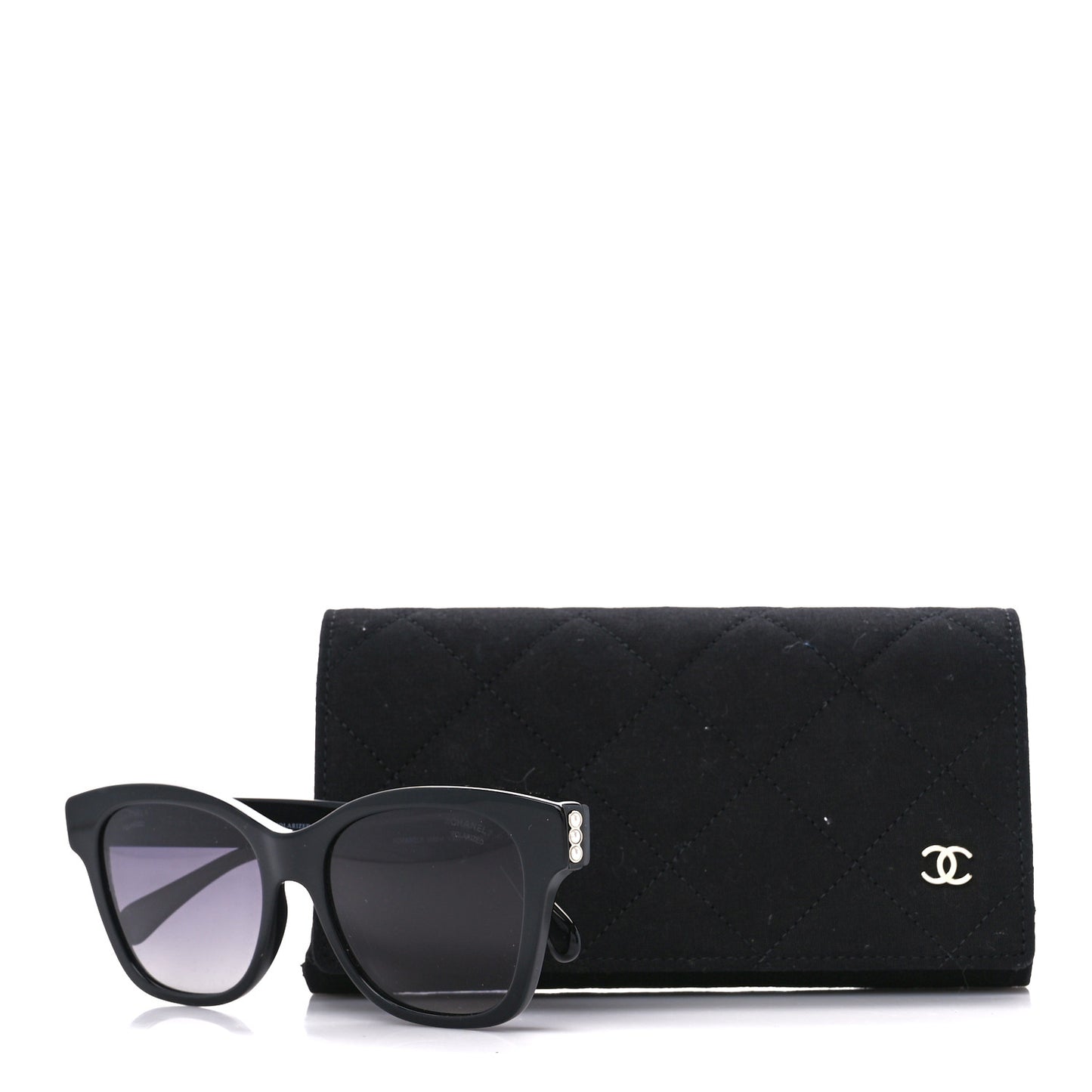 Acetate Polarized Pearl CC Square Sunglasses 5482-H-A Black