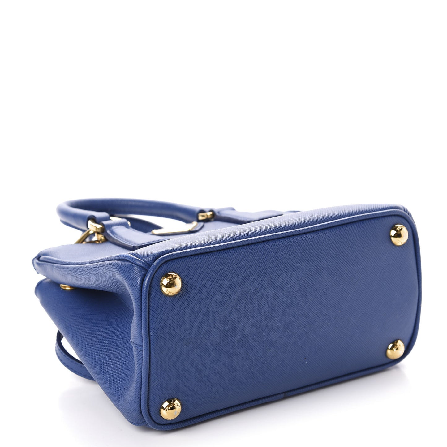 Saffiano Micro Galleria Double Zip Tote Azzurro