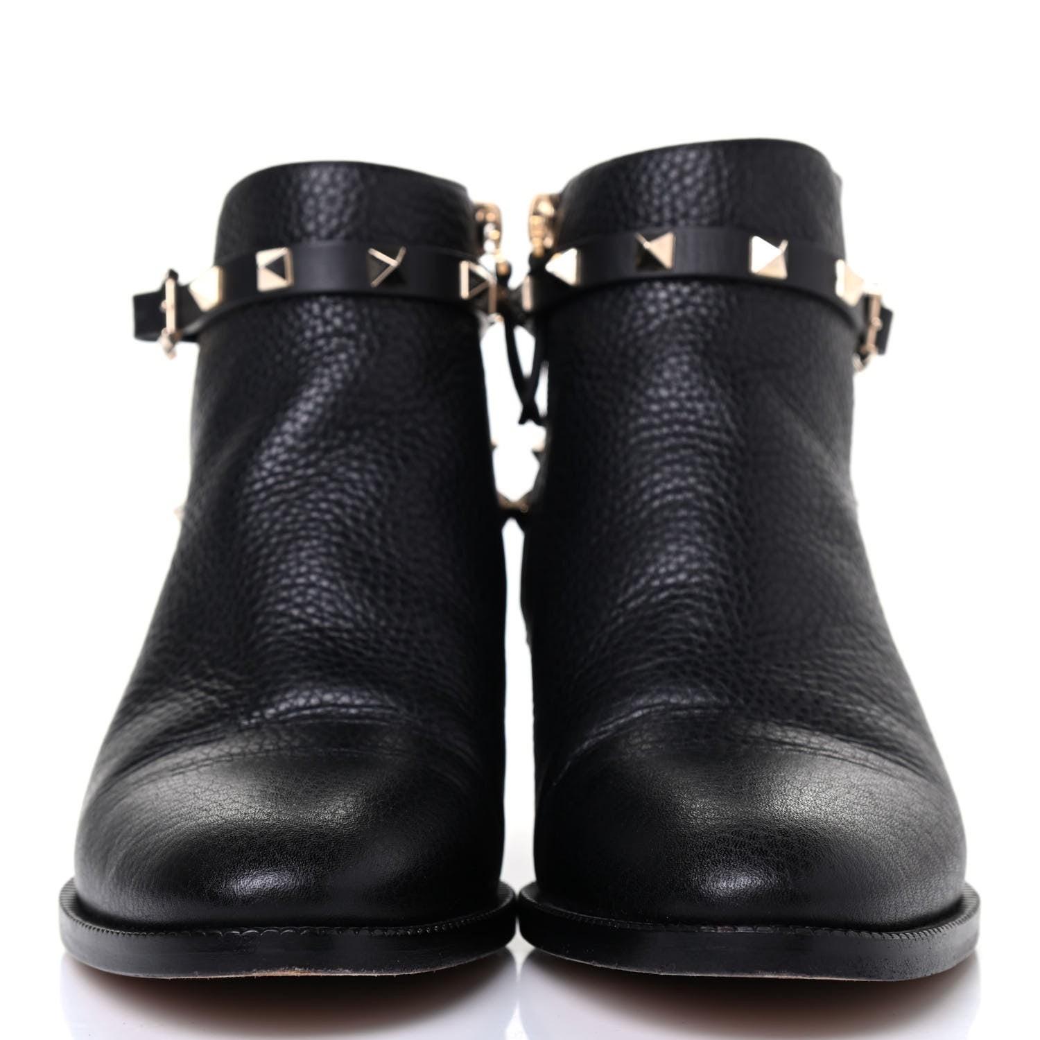 Valentino Garavani Grained Calfskin Rockstud Single Buckle 35mm Cowboy Ankle Boots 37 Black 2 of 4