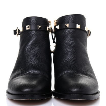 Valentino Garavani Grained Calfskin Rockstud Single Buckle 35mm Cowboy Ankle Boots 37 Black 2 of 4