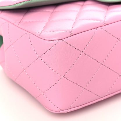 Chanel Lambskin Quilted Mini Top Handle Rectangular Flap Lilac Light Green 7 of 9