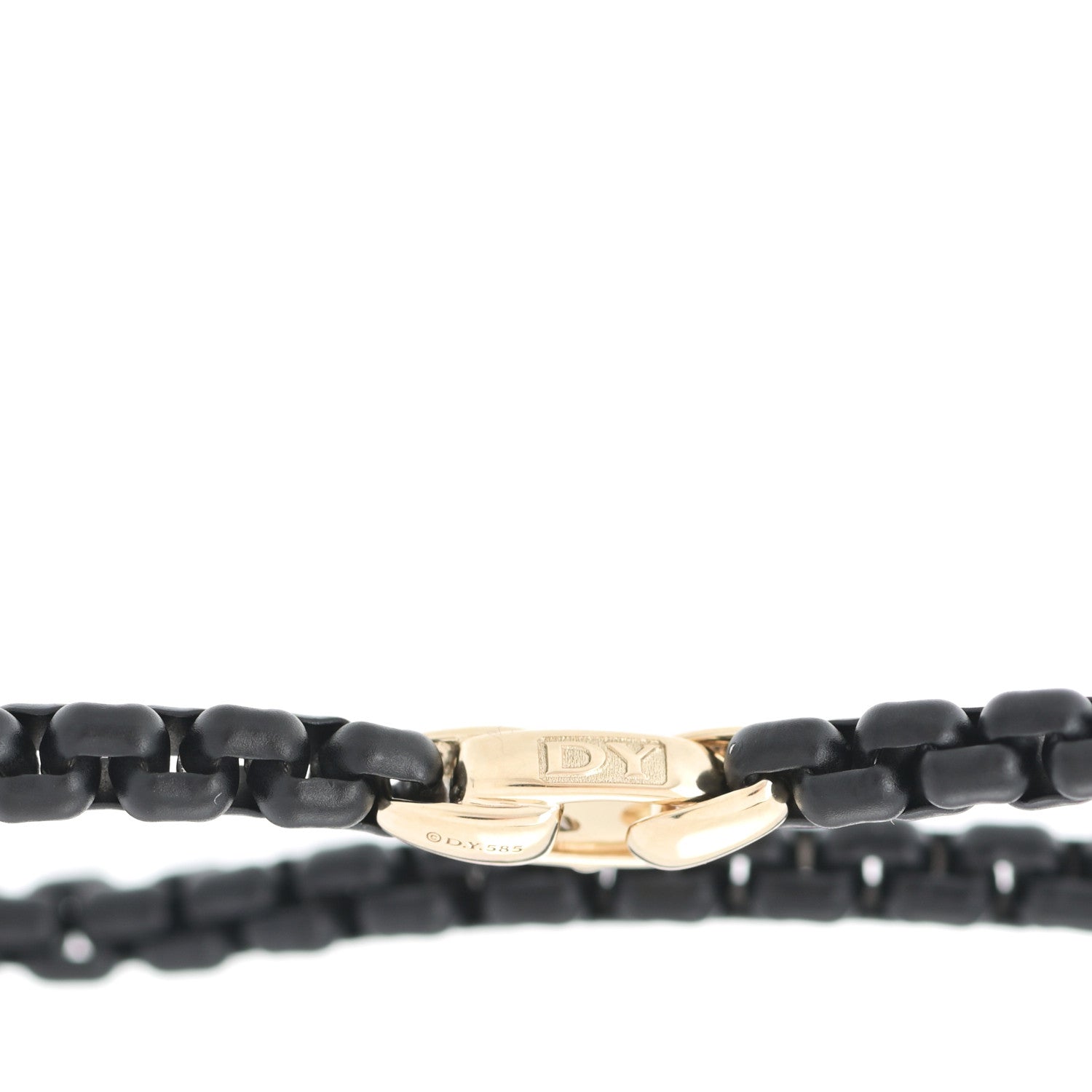 David Yurman Stainless Steel 14K Yellow Gold Acrylic Bel Aire 4mm Chain Bracelet Black M 4 of 4