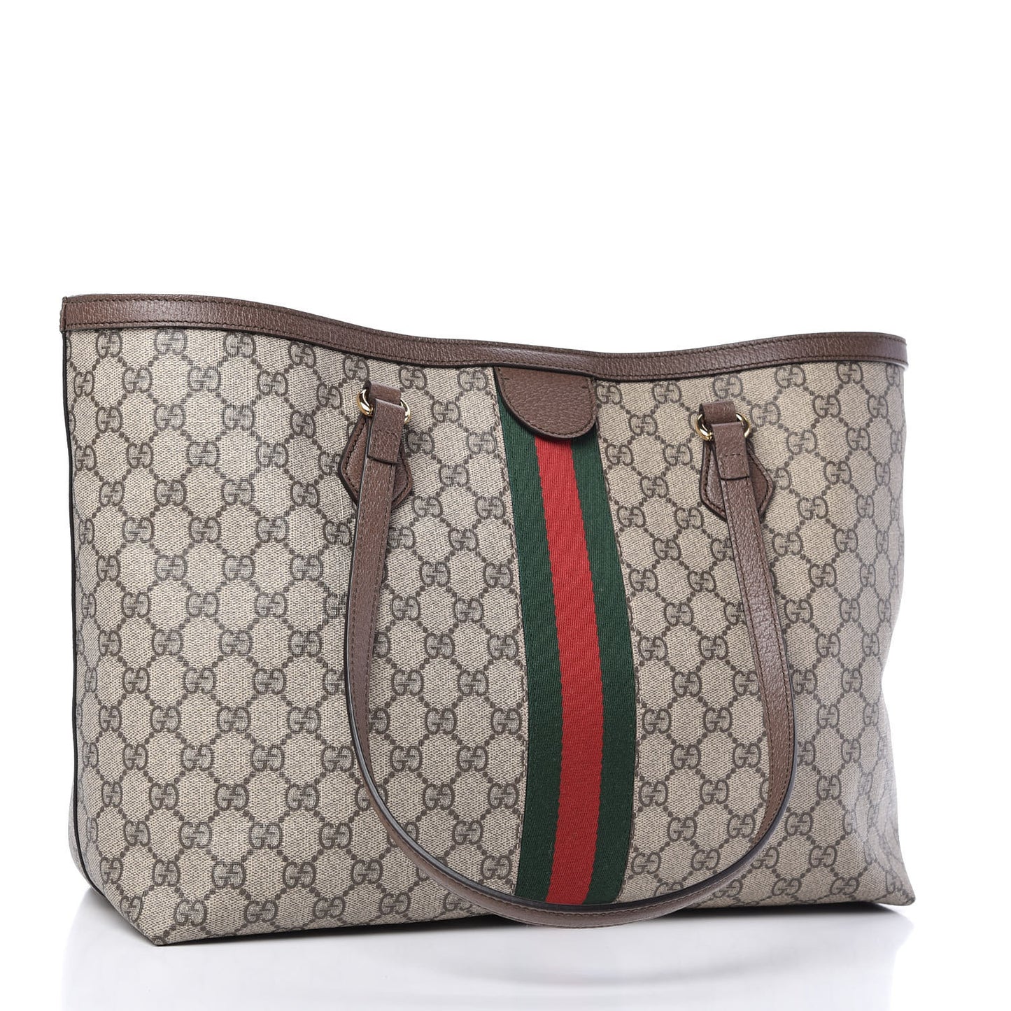 GG Supreme Monogram Medium Ophidia Shopping Tote Brown