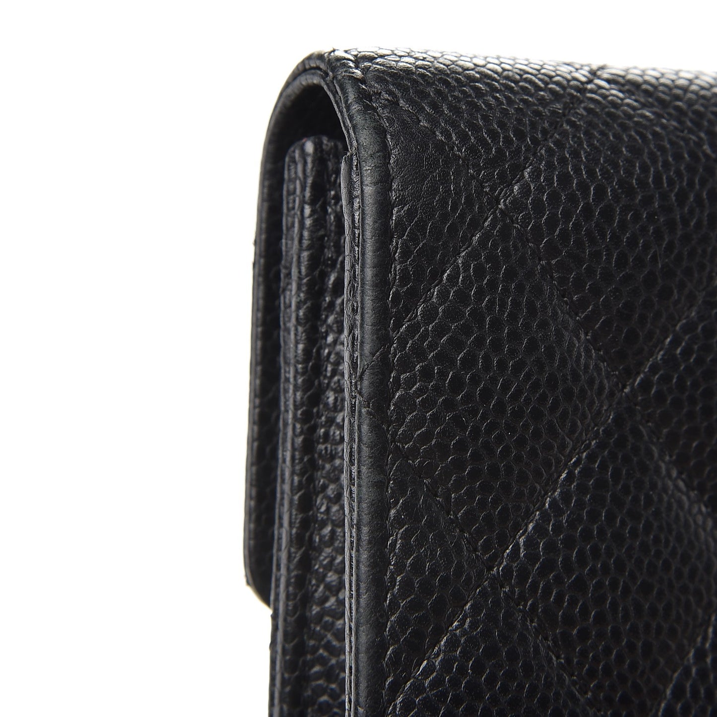 Caviar Quilted Large Gusset Flap Wallet Black