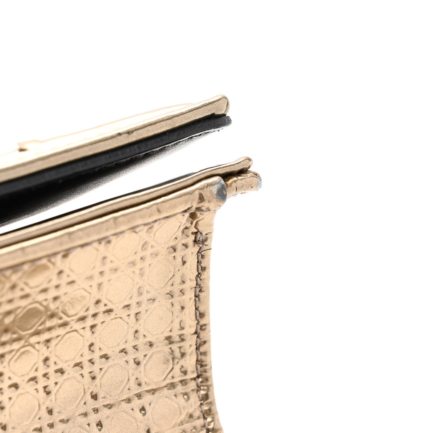 Metallic Patent Micro-Cannage Medium Diorama Flap Bag Gold