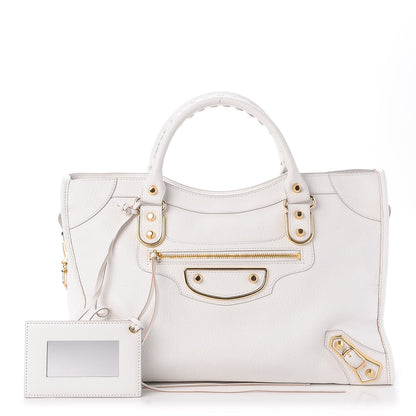 Balenciaga Chevre Gold Metallic Edge Hardware City White 1 of 8