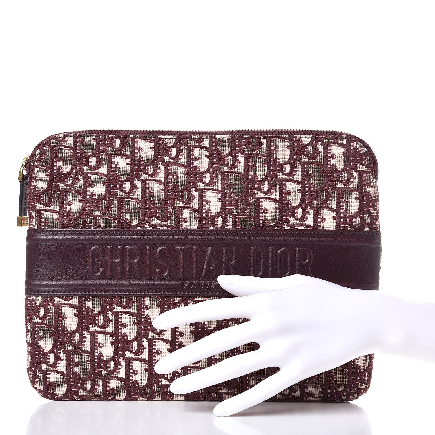 Christian Dior Oblique Logo Pouch Burgundy 2 of 8