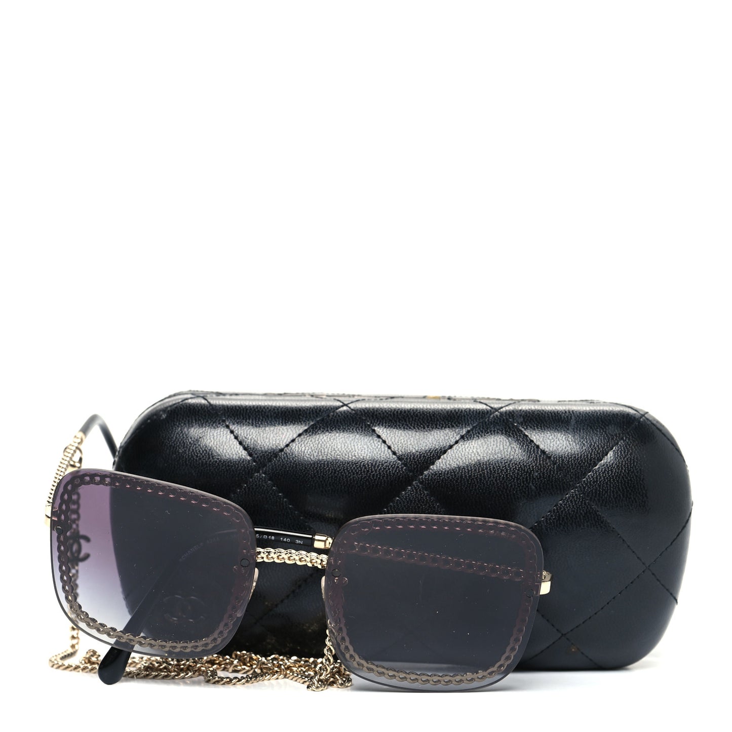 Metal Removable Chain Square Sunglasses 4244 Black