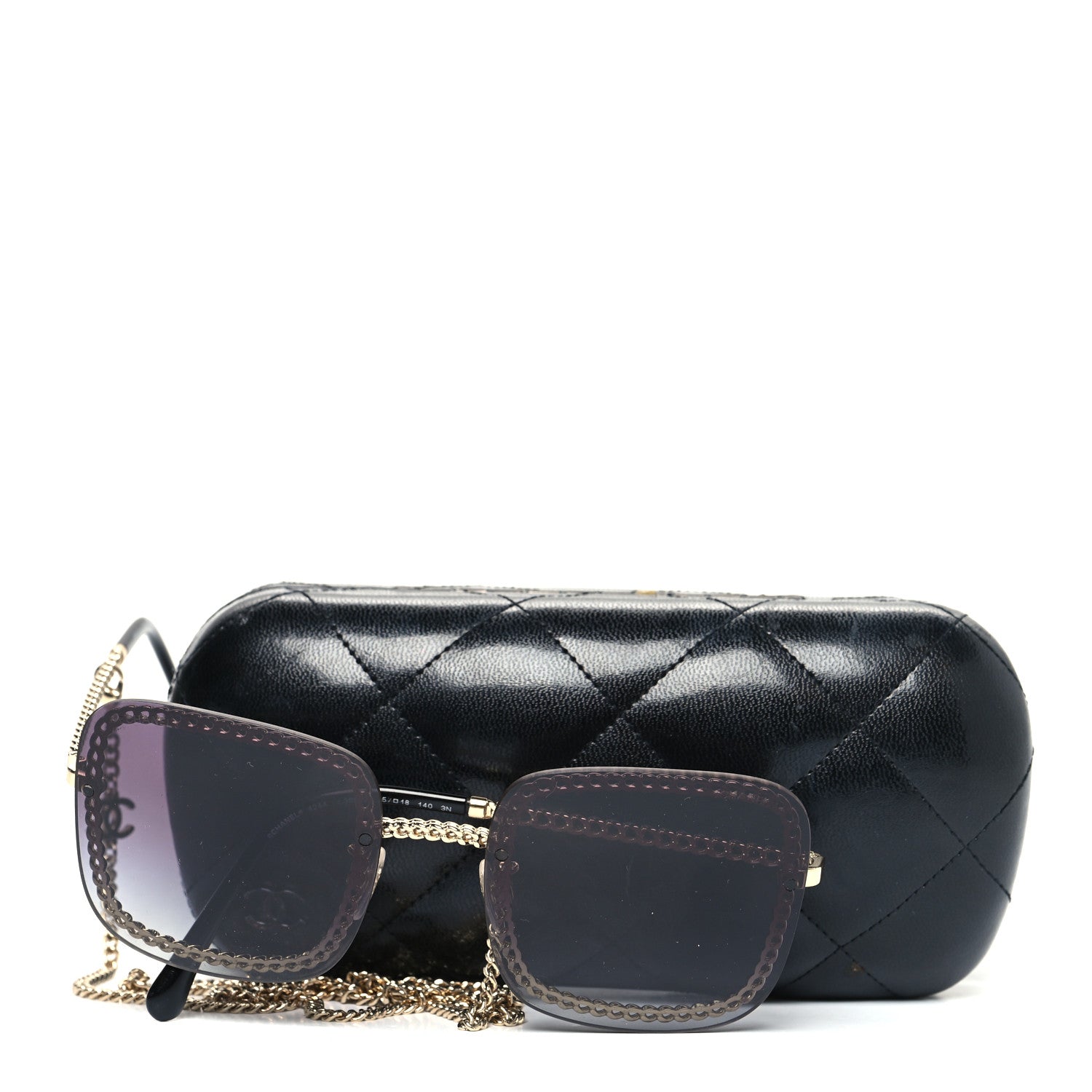Chanel Metal Removable Chain Square Sunglasses 4244 Black 8 of 8