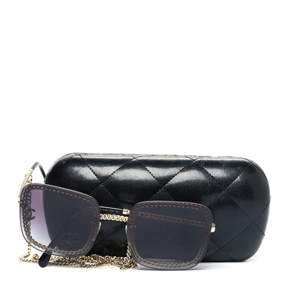 Chanel Metal Removable Chain Square Sunglasses 4244 Black 8 of 8