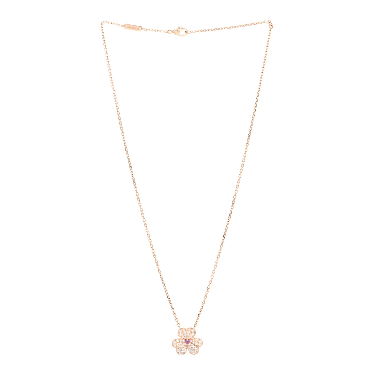 18K Rose Gold Diamond Pink Sapphire Small Frivole Pendant Necklace
