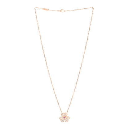 Van Cleef & Arpels 18K Rose Gold Diamond Pink Sapphire Small Frivole Pendant Necklace 3 of 5