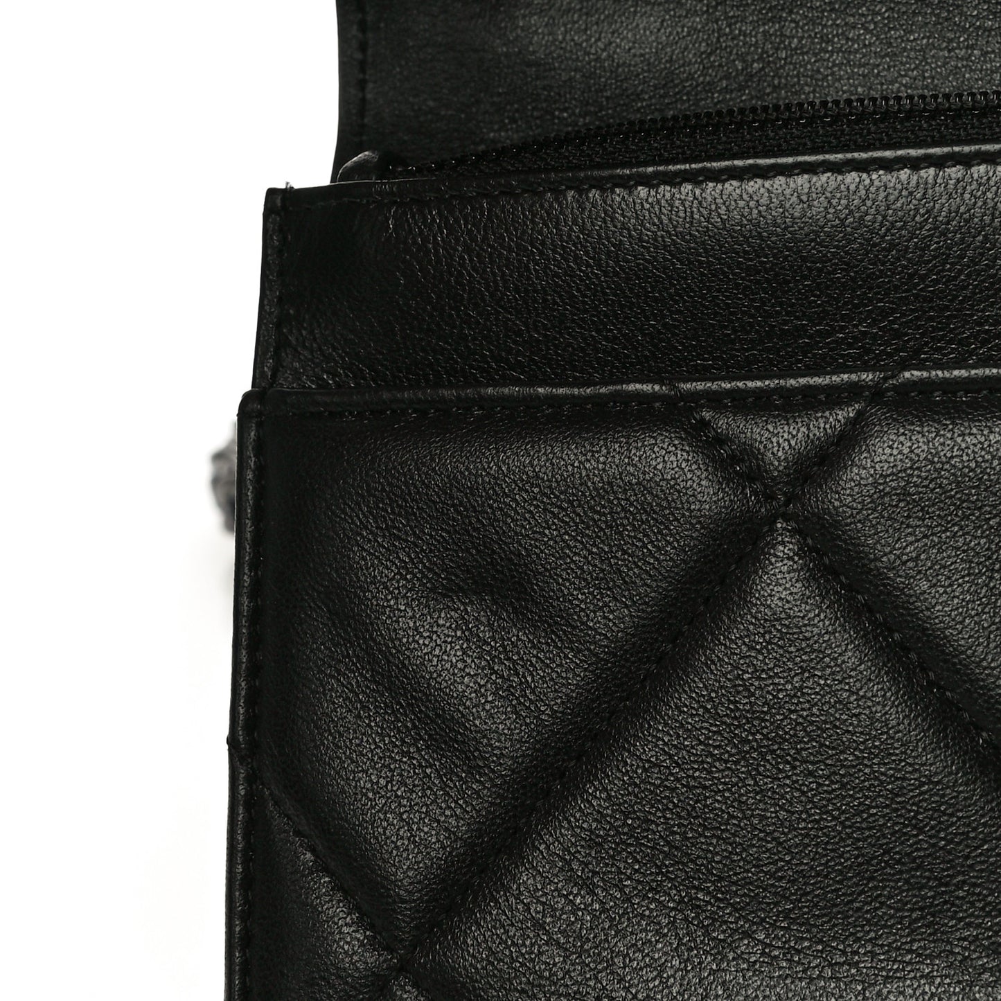 Lambskin Quilted Chanel 19 Wallet On Chain WOC Black