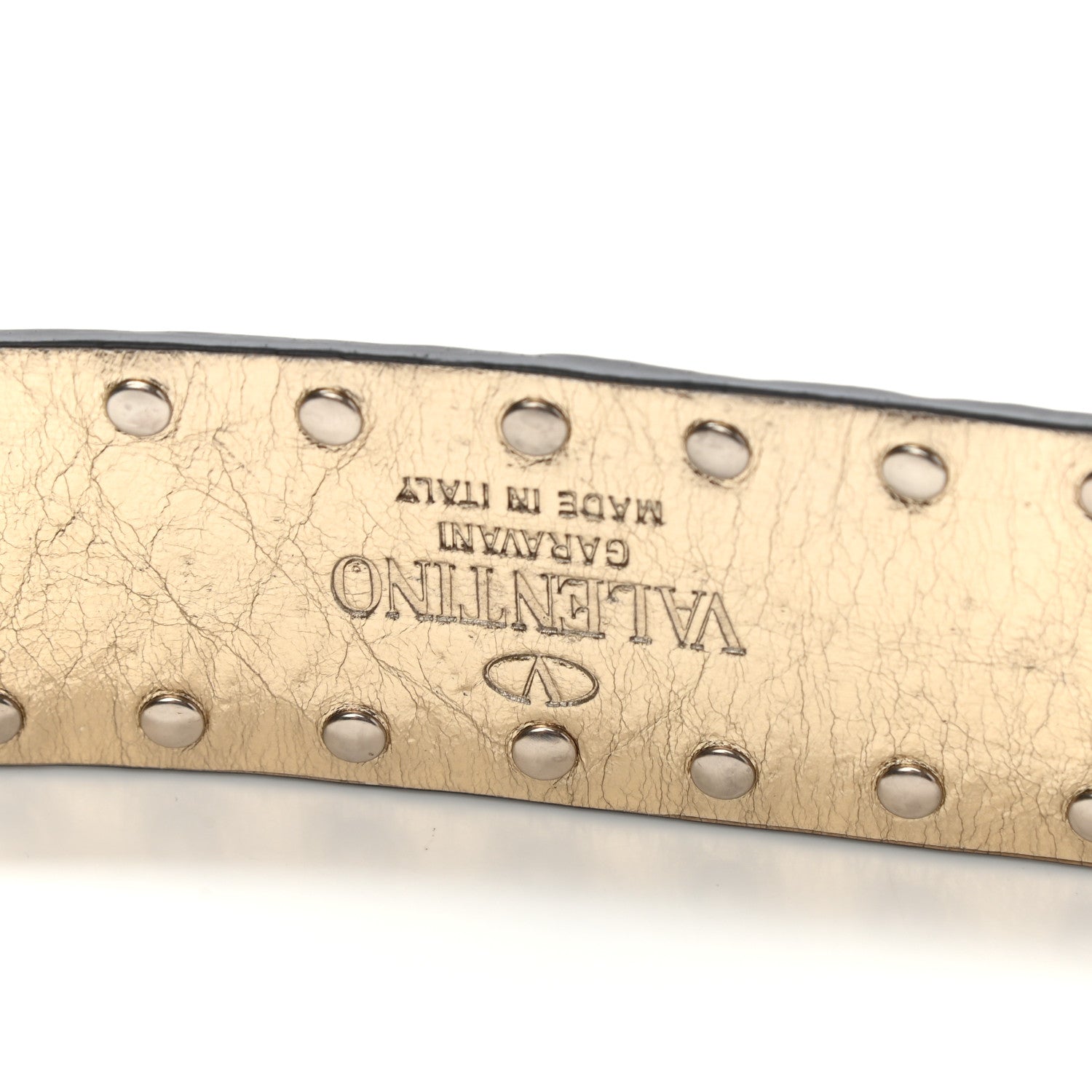 Valentino Garavani Metallic Wrinkled Lambskin Rockstud Spike Shoulder Strap Mekong 4 of 4