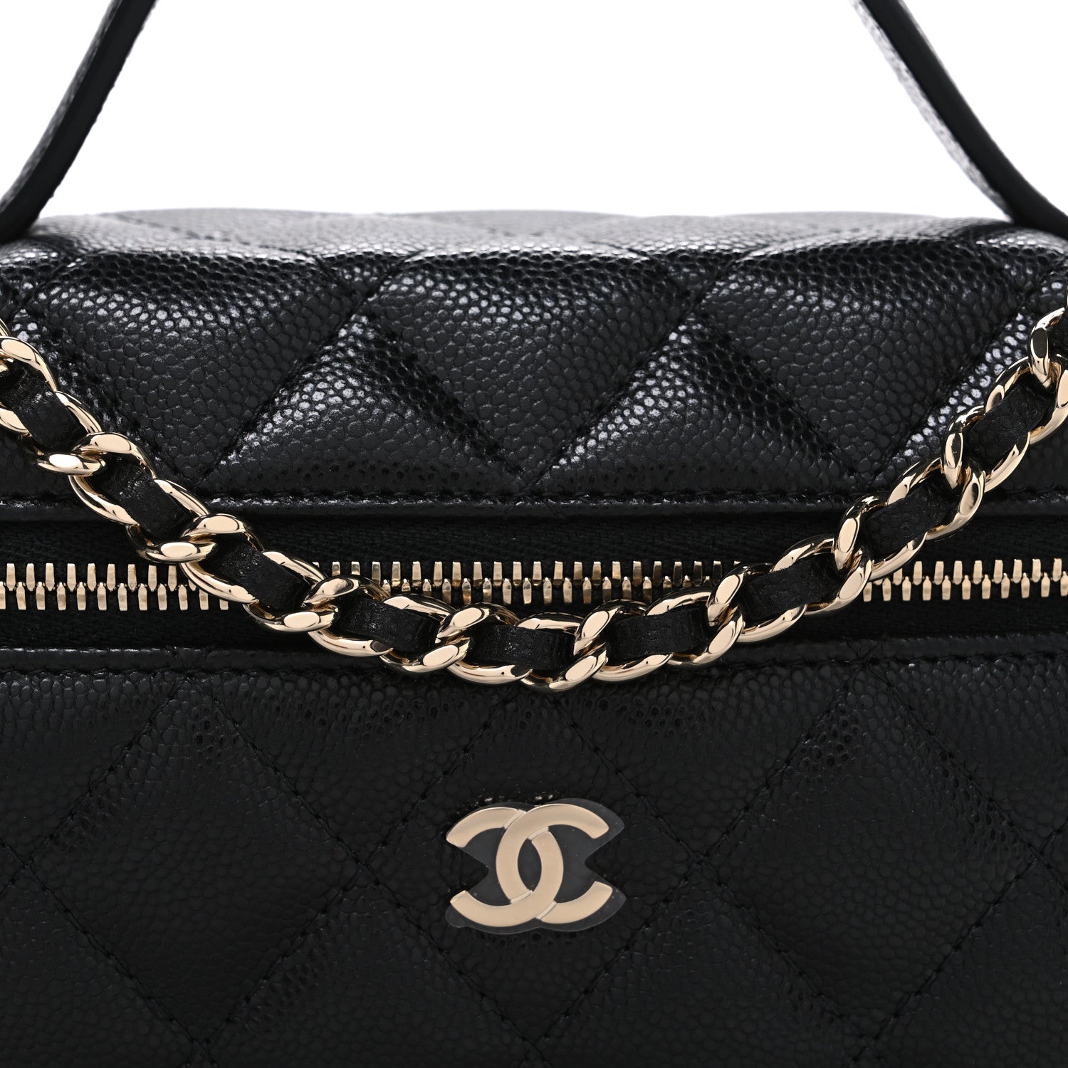Chanel Caviar Quilted Top Handle Slim Vanity With Chain Black 8 of 10