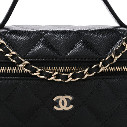 Chanel Caviar Quilted Top Handle Slim Vanity With Chain Black 8 of 10