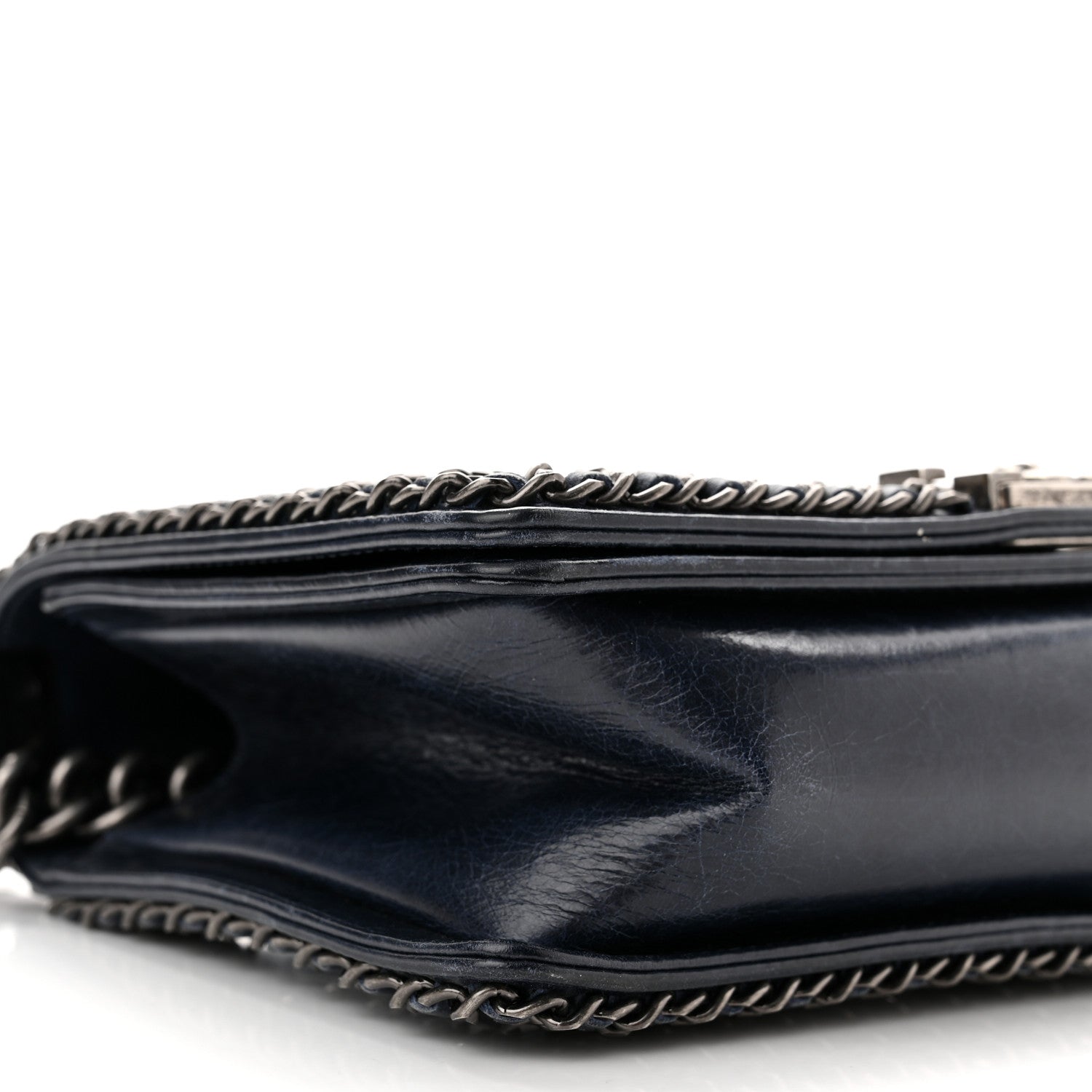 Chanel Glazed Calfskin Quilted Medium Boy Chained Flap Blue 9 of 10