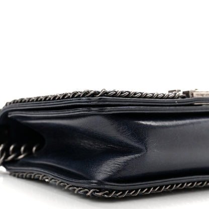 Chanel Glazed Calfskin Quilted Medium Boy Chained Flap Blue 9 of 10