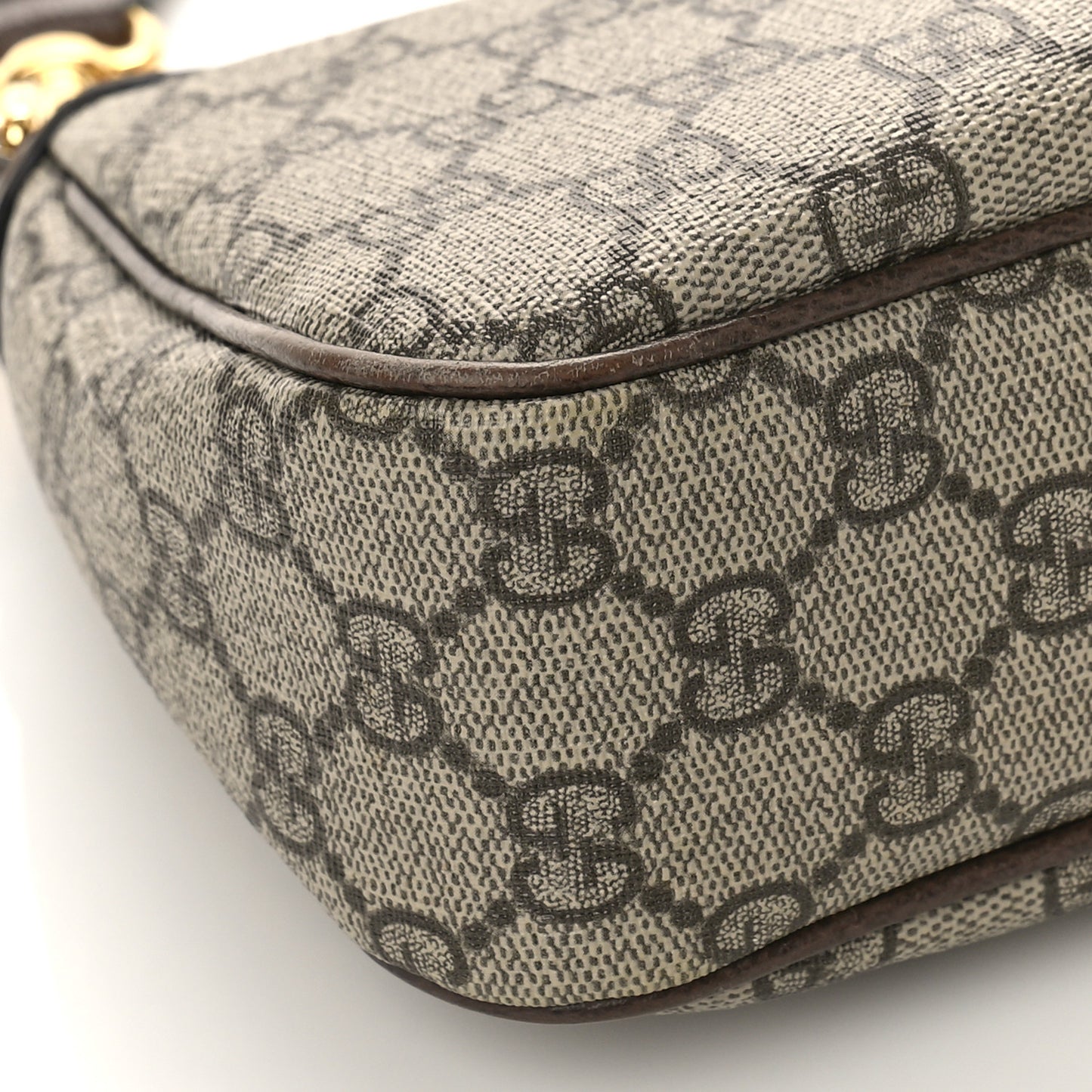 GG Supreme Monogram Textured Dollar Calfskin Web Small Ophidia GG Handbag Beige Ebony New Acero
