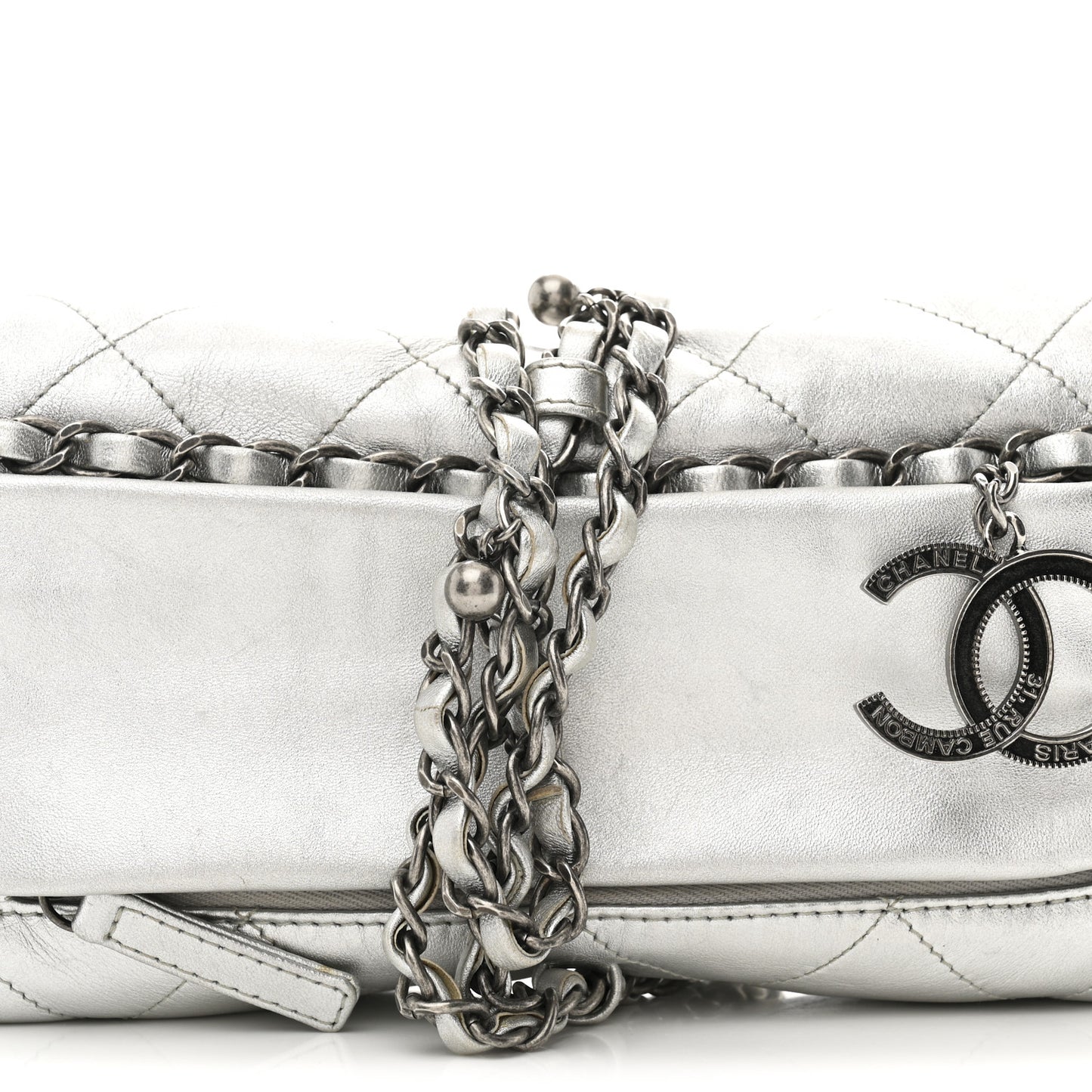Metallic Calfskin Quilted Baluchon Silver