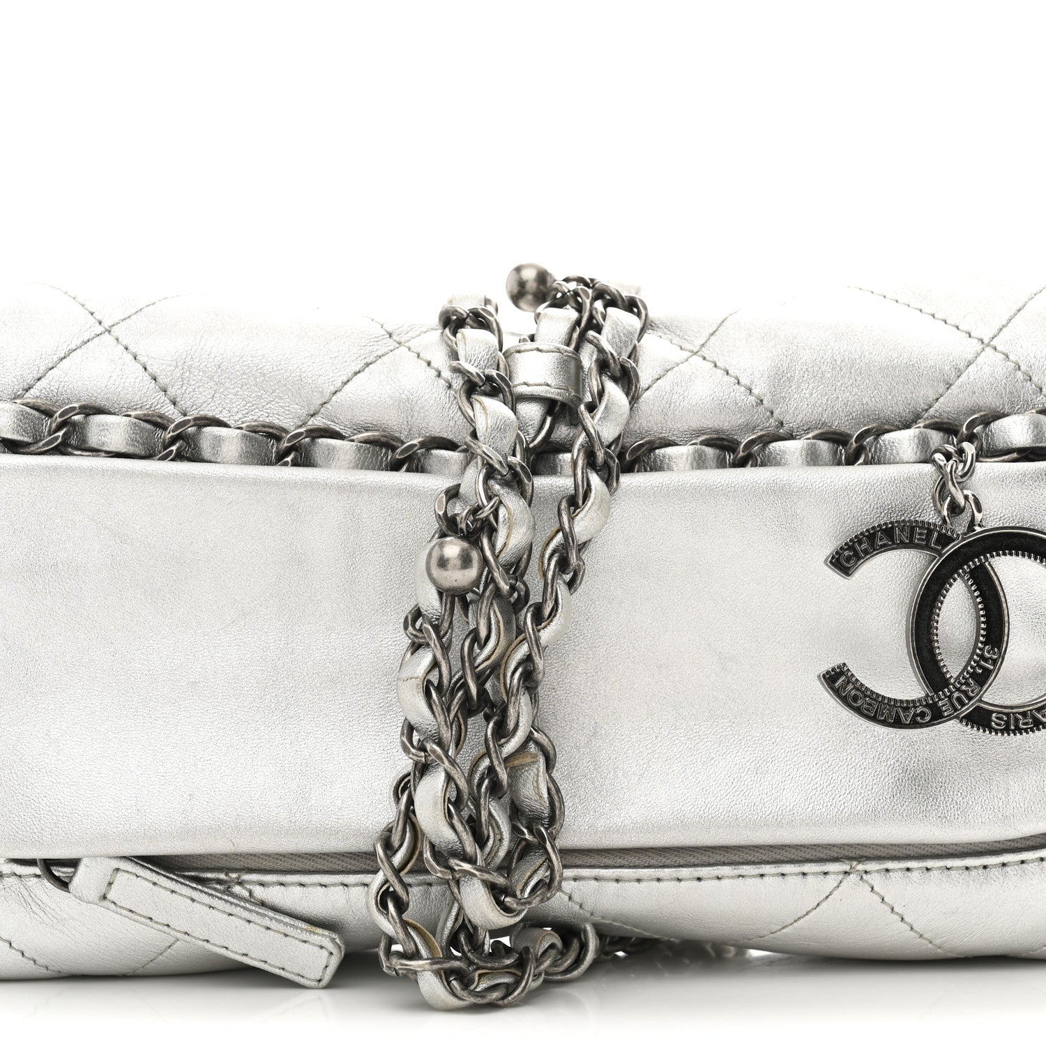 Chanel Metallic Calfskin Quilted Baluchon Silver 8 of 11