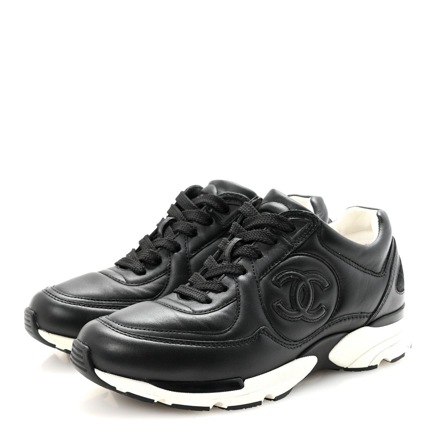 Chanel Calfskin CC Sneakers 36 Black 4 of 9