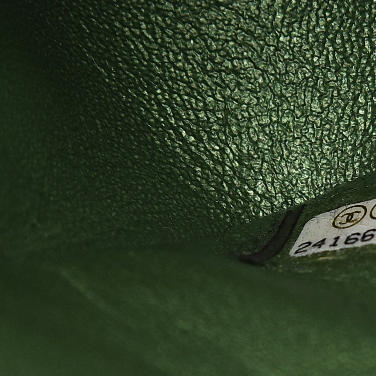 Iridescent Lambskin Quilted Medium Double Flap Green