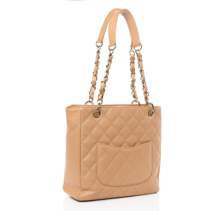 Chanel Caviar Quilted Petit Shopping Tote PST Dark Beige 3 of 15