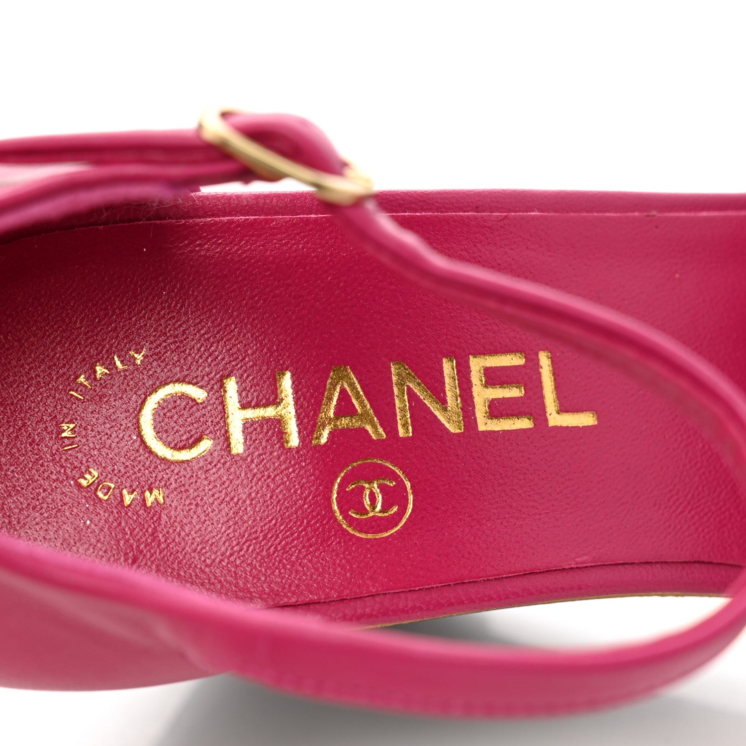 Chanel Lambskin Cap Toe Open Wedge 37.5 Fuchsia Black 1647987