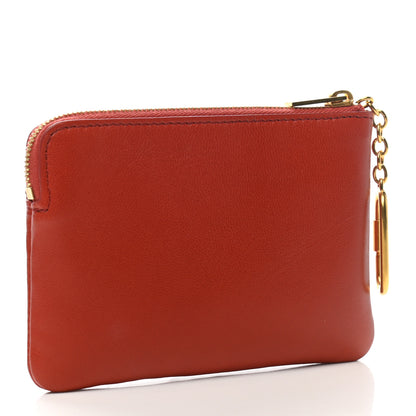 Celine Calfskin Medium Half Zip Multifunction Wallet Coin Purse Fox Red 4 of 18