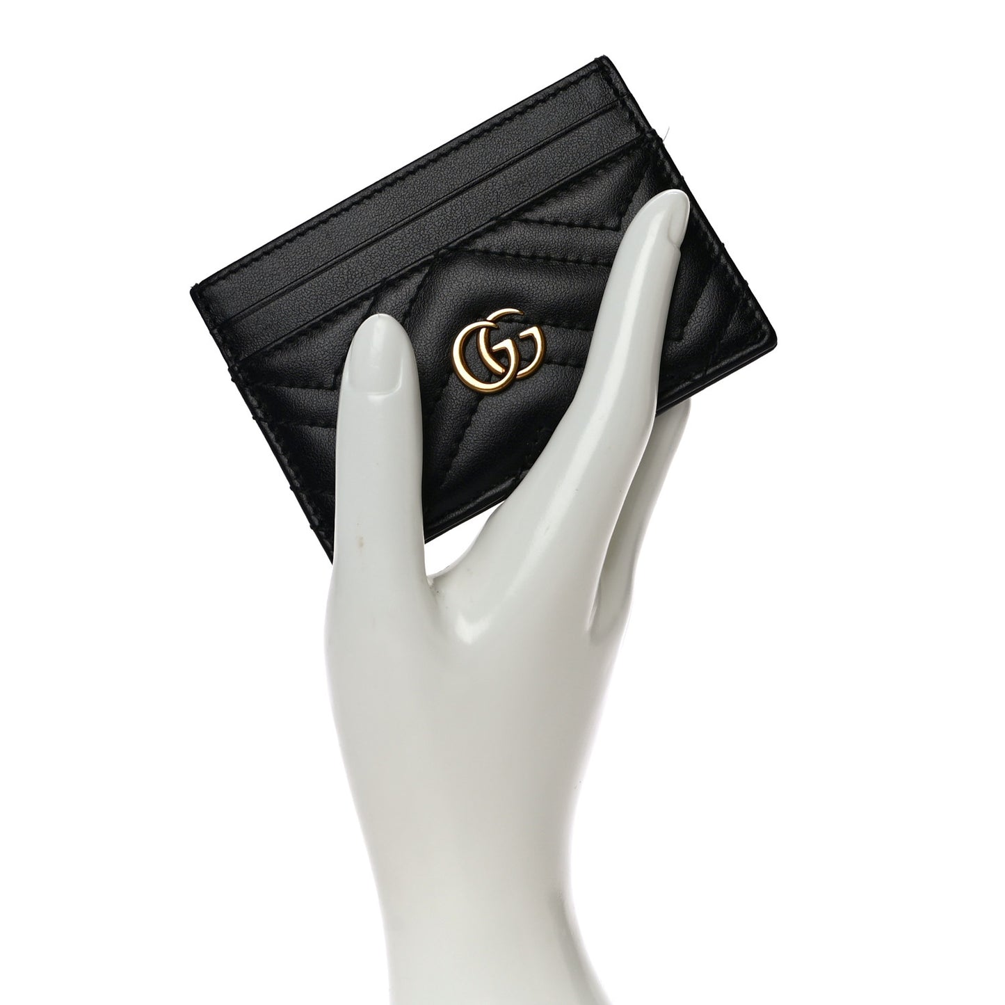 Calfskin Matelasse GG Marmont Card Holder Black