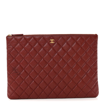 Chanel Iridescent Caviar Quilted Large Cosmetic Case Dark Red 1 of 8