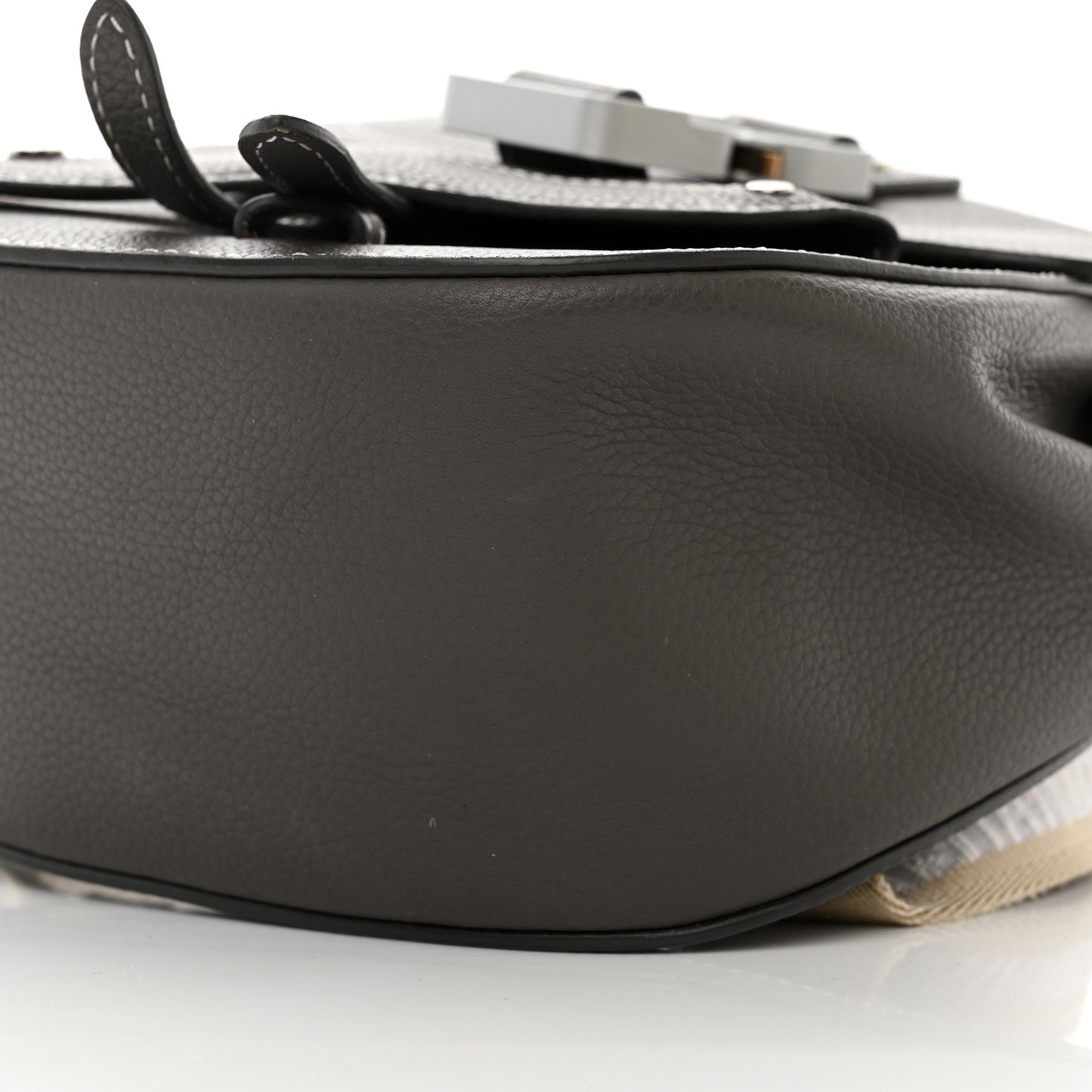 Grained Calfskin Mini Gallop Sling Bag Grey